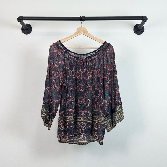 NWT Anthropologie Plenty by Tracy Reese Dahlia 3/4 Sleeve Printed Peasant Blouse - Picture 5 of 6